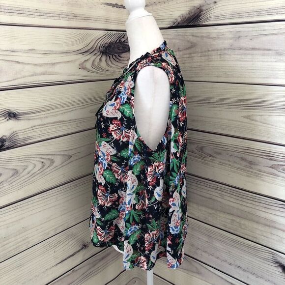 J. Crew Tropical Island Floral Drapey Tie Front Tank Top NWT - Picture 8 of 12